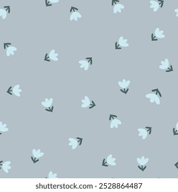 Small blu tulips seamless pattern. Vector illustration for wallpaper, scrapbooking, wrapping paper.