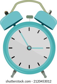 Kleiner blauer Wecker, Illustration, Vektorgrafik auf weißem Hintergrund.