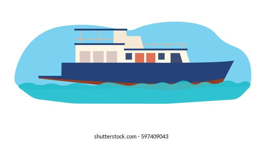 Small blue boat sailing on the sea