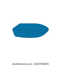 Kleine blaue Bootsvektorgrafik auf weißem Hintergrund