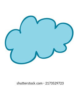  A small blue cloud with a stroke. Vector illustration in hand drawn style