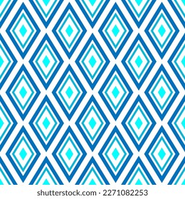 Pequeños rombos lineales de contorno azul aislados sobre un fondo blanco. Patrón geométrico sin soldadura. Ilustración gráfica plana vectorial simple. Textura.