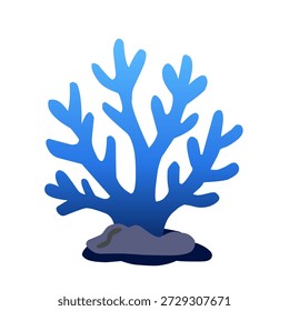 Pequeno coral azul em estilo de desenho animado plano para tema subaquático. Ótimo para detalhes de recifes, ilustração infantil, educação marinha e cenas oceânicas.