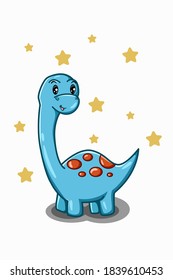 Un pequeño dinosaurio azul con fondo estelar