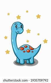 A small blue dinosaur with star background