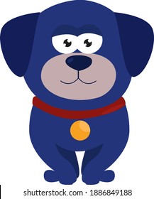 Perro azul pequeño, ilustración, vector sobre fondo blanco
