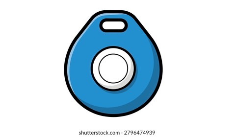 Small blue electronic device with button