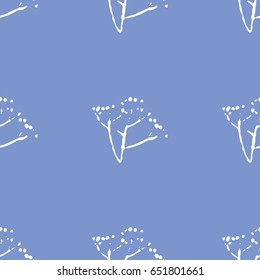 Small Blue Floral Seamless Pattern with hand drawn branches for textile. Seamless pattern can be used for wallpaper, pattern fills, web page background,surface textures.
