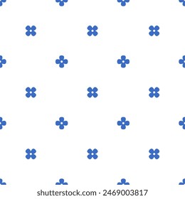 Small blue flowers isolated on a white background. Cute floral monochrome seamless pattern. Vector simple flat graphic illustration. Texture.