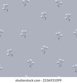 Small blue flowers,seamless pattern. Vector illustration for wrapping paper, wallpaper, fabric.