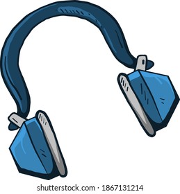 Small blue headphones, illustration, vector on white background.