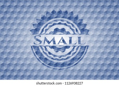 Small blue hexagon badge.