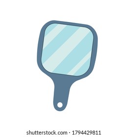 Small blue mirror. Make up symbol. Vector cartoon flat illustration isolated on white background.