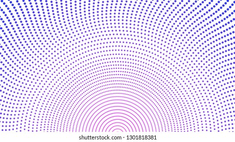 A small Blue and Pink gradients dot arranged in a Semicircle on a white background