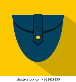 Small blue pocket icon. Flat illustration of small blue pocket vector icon for web on yellow background