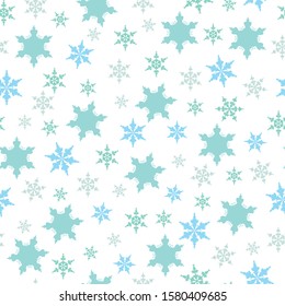 SMALL BLUE SNOW CRYSTALS ON SEAMLESS BACKGROUND