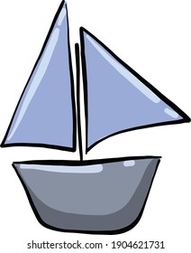 Pequeno azul brinquedo barco vetor ilustração em um fundo branco.