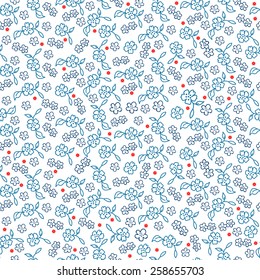 small blue vector flowers seamless pattern