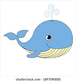 
A small blue whale with a fountain.