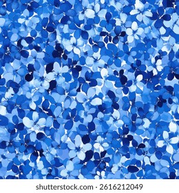 Small blue and white flowers, watercolor flower seamless pattern. Watercolor print in rustic vintage style, textile or wallpaper.  
