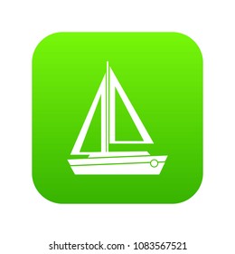 Small boat icon digital green for any design isolated on white vector illustration