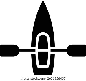 Small boat icon kayak and canoe used for adventures on vacation themes of holidays, water sports, recreation, or tourism