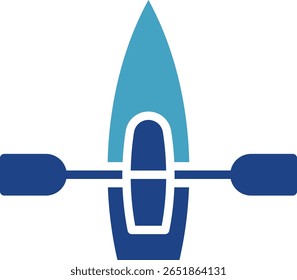 Small boat icon kayak and canoe used for adventures on vacation themes of holidays, water sports, recreation, or tourism
