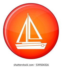 Small boat icon in red circle isolated on white background vector illustration