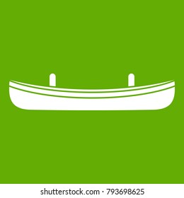 Small boat icon white isolated on green background. Vector illustration