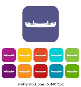 Small boat icons set vector illustration in flat style in colors red, blue, green, and other