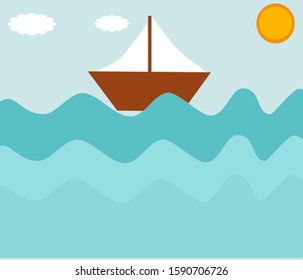 Small boat in the middle of the sea
