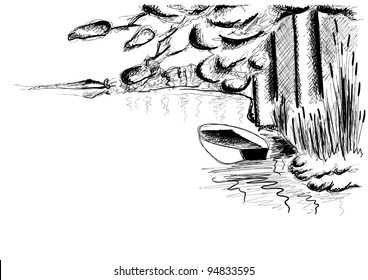 small boat on the lake