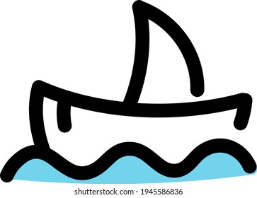 Small boat on a water, illustration, vector on a white background