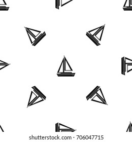 Small boat pattern repeat seamless in black color for any design. Vector geometric illustration