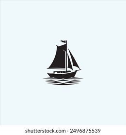 Small Boat with sail and water, Boat icon, sail, boat vector