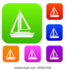 Small boat set icon in different colors isolated vector illustration. Premium collection