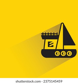 small boat with shadow on yellow background