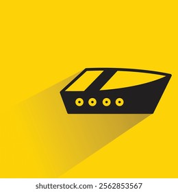 small boat with shadow on yellow background