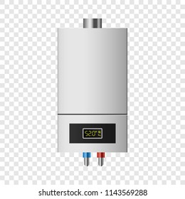 Small boiler mockup. Realistic illustration of small boiler vector mockup for on transparent background