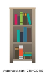 small bookcase with books vector illustration