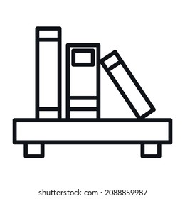 Small Bookshelf Simple Line Vector Icon.