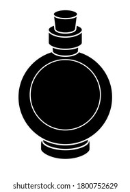 Small bottle - black vector silhouette for pictogram or logo. Vial for Potion or Poison - a sign or icon. The bottle is vintage.