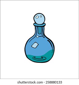 Small bottle color vector illustration. Isolated on white.