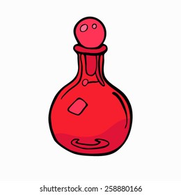 Small bottle color vector illustration. Isolated on white.