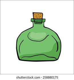 Small bottle color vector illustration. Isolated on white.
