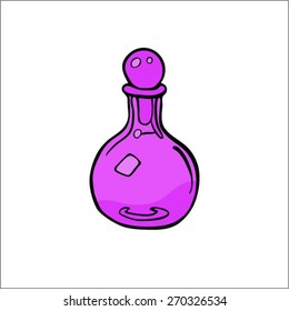 Small bottle color vector illustration. Isolated on white.