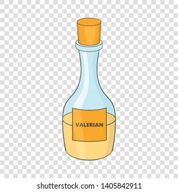 Small Bottle With Valerian Icon. Cartoon Illustration Of Valeriana Vector Icon For Web Design