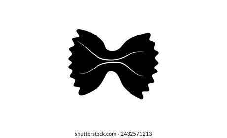 Small bow tie-shaped pasta, black isolated silhouette