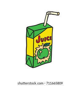 Small box of apple juice with a straw isolated vector illustration. svg