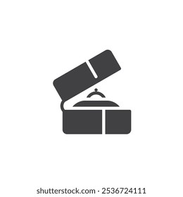 Small box with an engagement ring vector icon. filled flat sign for mobile concept and web design. Ring Box glyph icon. Proposal symbol, logo illustration. Vector graphics